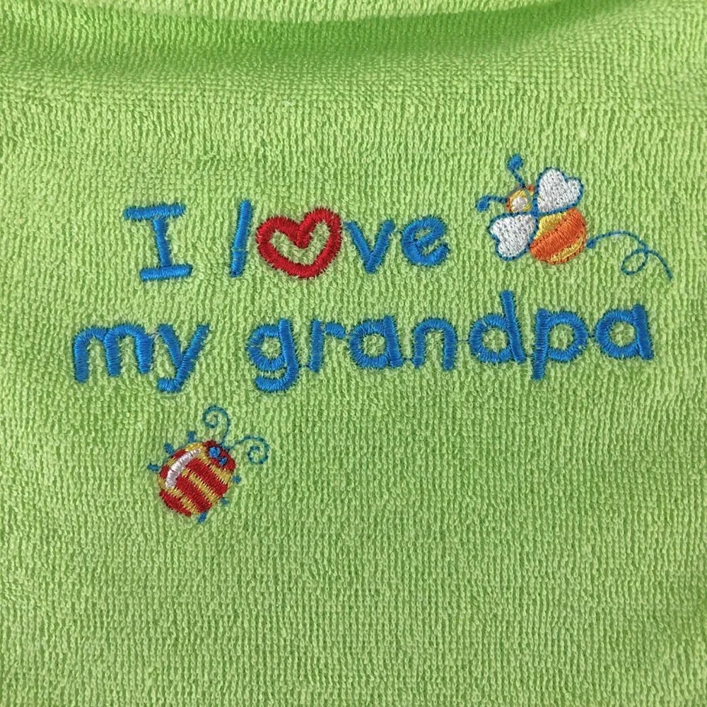 Hamco “I Love My Grandma” and “I Love My Grandpa” Unisex Applique Baby Bib Set